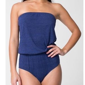 AMERICAN APPAREL blue jersey strapless bodysuit